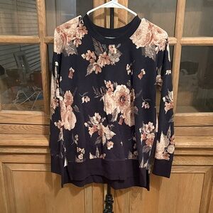 LuLaRoe Floral Sweatshirt - Black and Cream